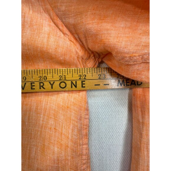 Report Collection Mens Button Down Linen Shirt Long Sleeve Stretch Size L Orange - Picture 9 of 14